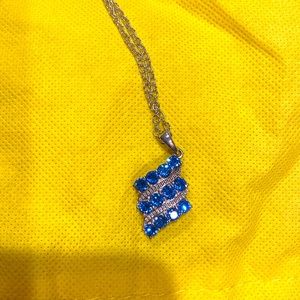 Sterling Silver Crystal and Diamond Necklace with Chain